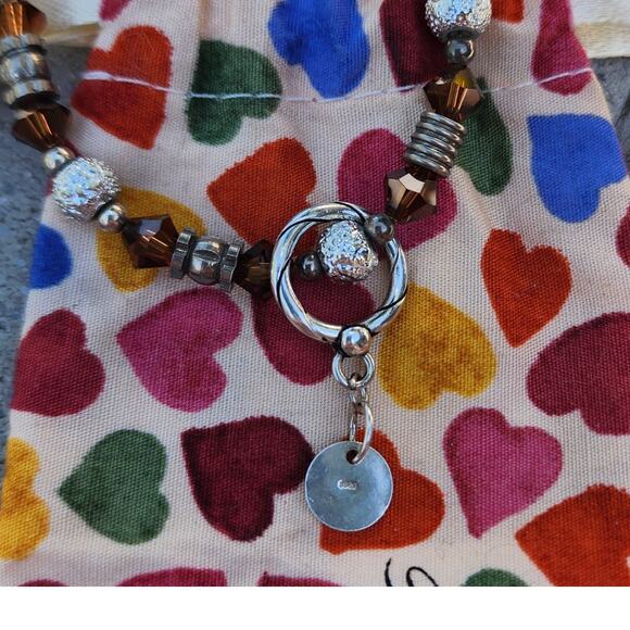 Brighton Crystal Sterling Silver Heart Toggle Bracelet Vintage - Picture 6 of 8